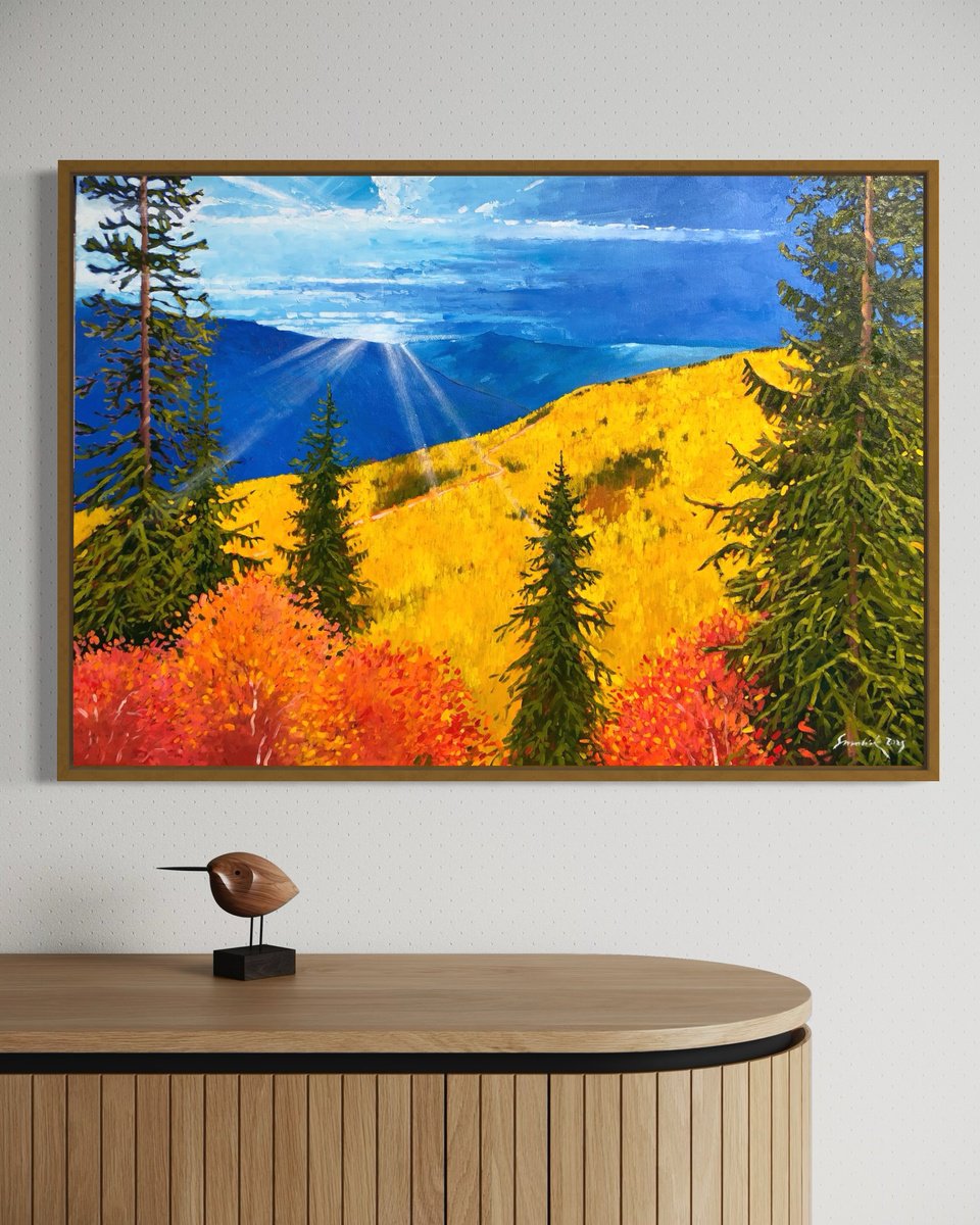 Impressionistic Landscape Oil Painting By Volodymyr Smoliak, 39 X 28", Colors Of Fall, Original Artwork