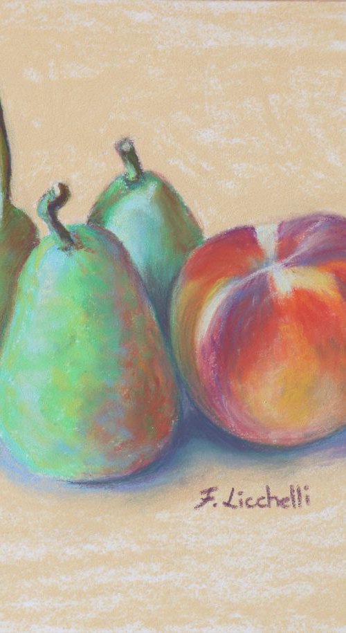 Pears and peach by Francesca Licchelli