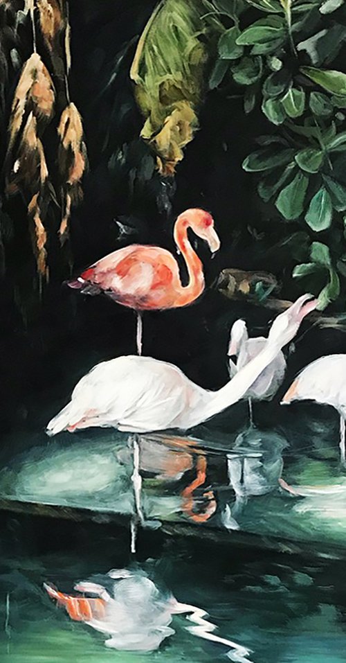 Original oil painting "Flamingo" 80*100 cm by Irina Ivlieva