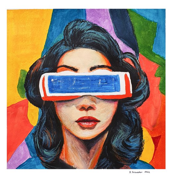 Virtual Reality. Portrait  in Pop Art style