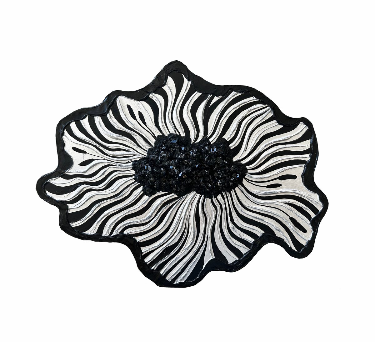 Organic Still Life Sculpture By Alexandra Dobreikin, 18 X 14, Silver Fantasy Flower, Original Artwork