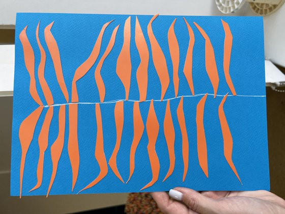 Wavy Orange on Blue Background