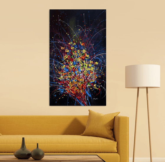 Folie Des Fleurs #5 - Extra large original abstract floral landscape