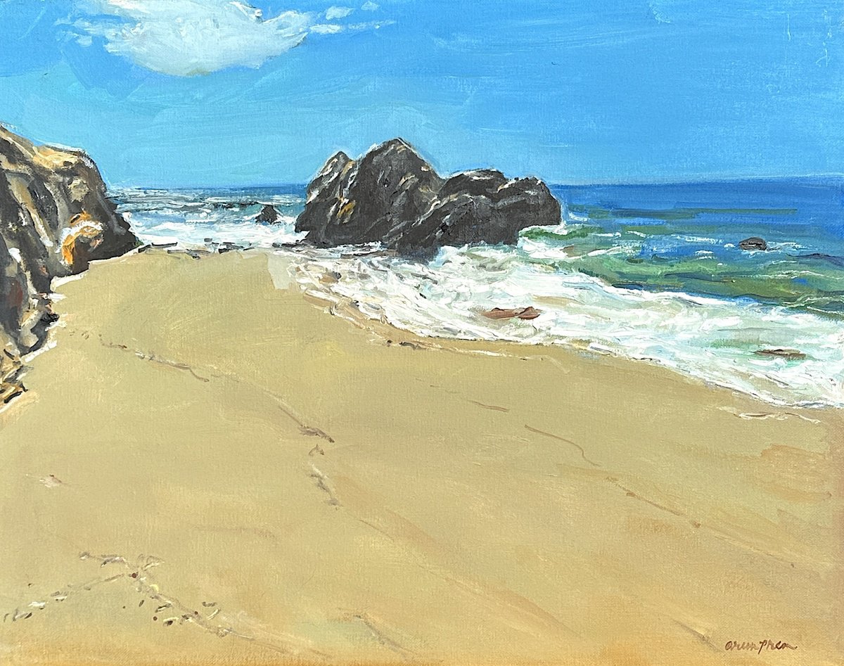 Photorealistic Oil Painting , Sunny Day In Malibu By Arun Prem, 20 X 16, Artwork For Sale On Artfinder