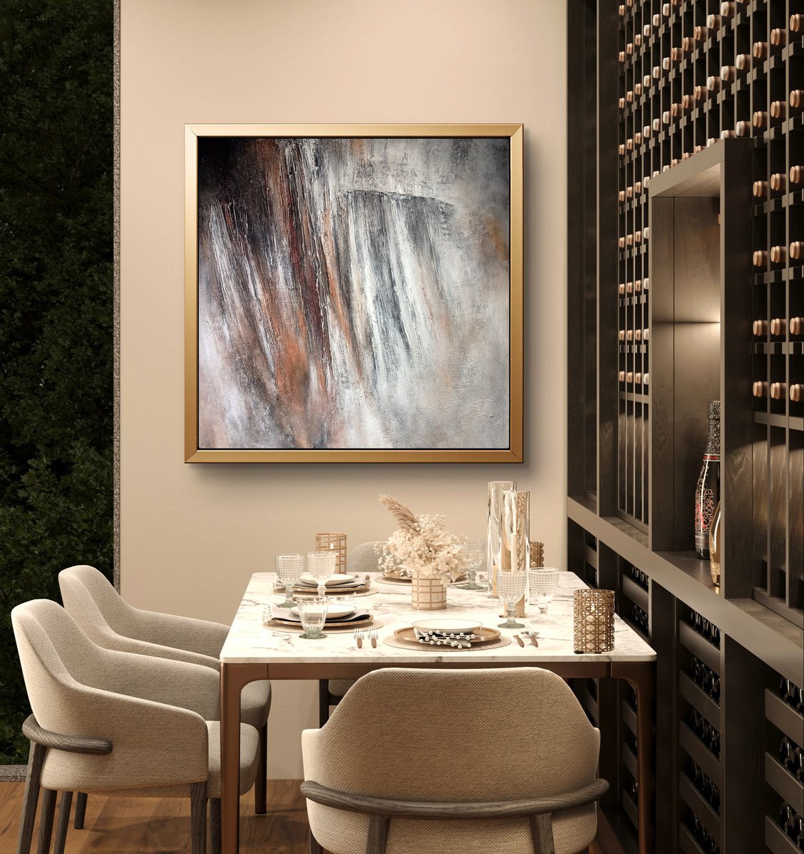 Abstract Acrylic Painting By Alexandra Petropoulou, 39 X 39, Earth