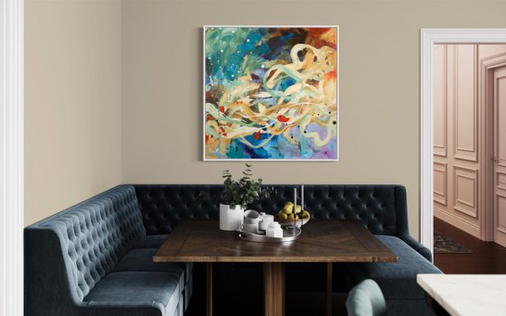 Jardin marin - Abstract painting - Ready to hang