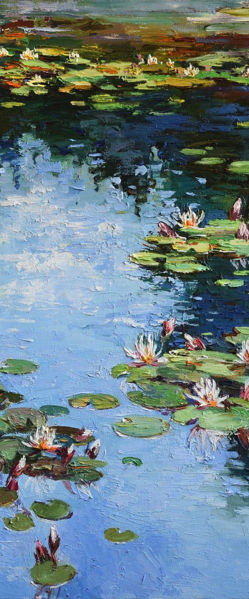 Water lilies Original Oil painting 65 x 80 cm Free Shipping by Anastasiia Valiulina