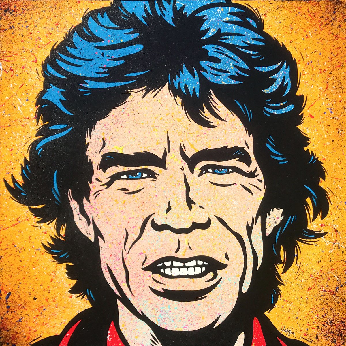 Urban And Pop Portrait Acrylic Painting By Jamie Lee, 20 X 20, Mick Jagger, Original Artwork