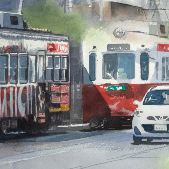 Crossing Trams in the Afternoon Light