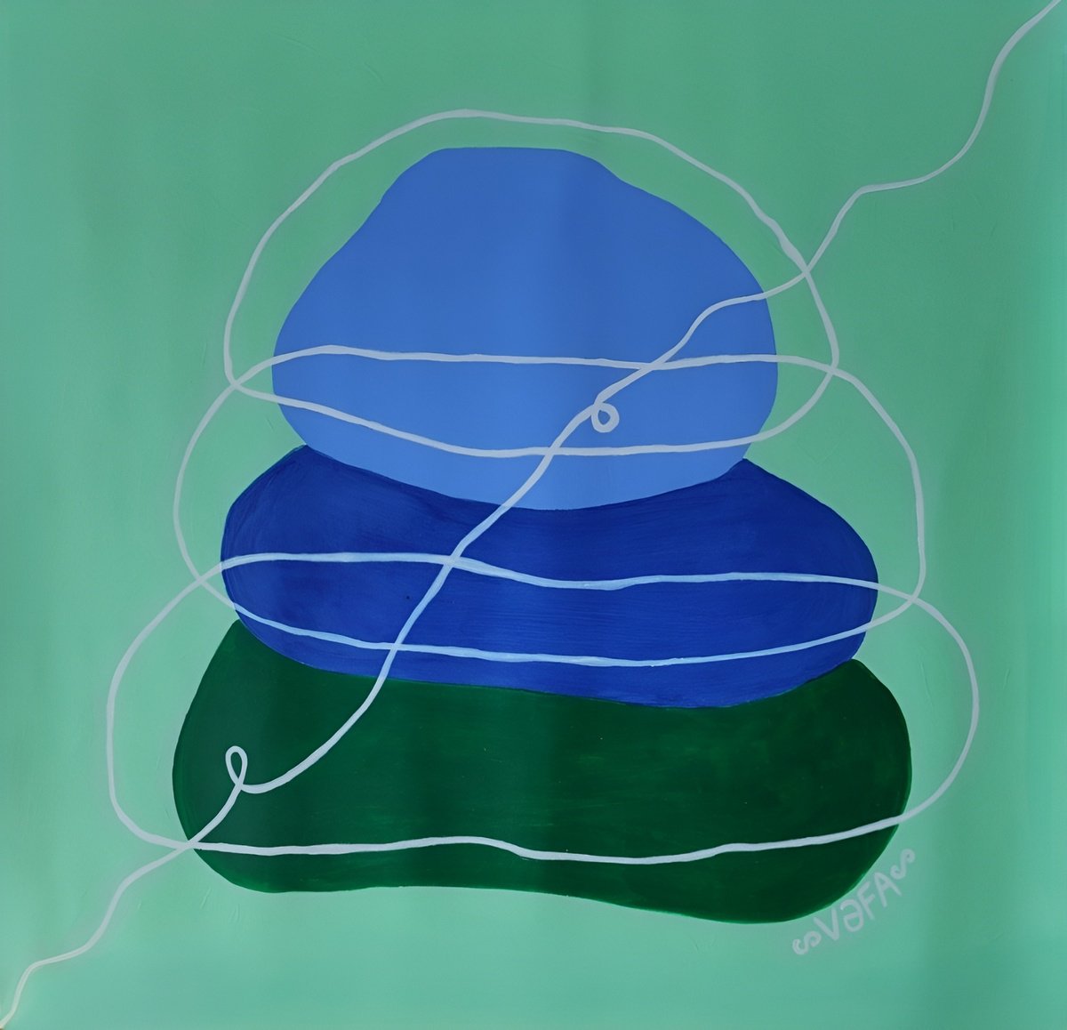 Surrealistic Landscape Acrylic Painting By Vafa Majidli, 25 X 24", Zen Minimalism. Balance, Original Artwork