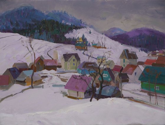 Snow-covered Sinevyrska Polyana Village