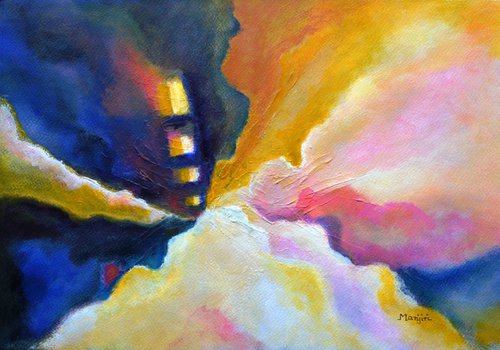 Emergence The new beginning abstract colorful inspirational painting by Manjiri Kanvinde