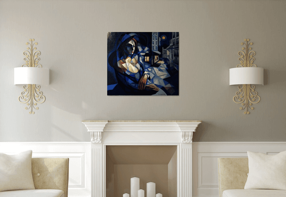 Night(90x80cm,  oil painting, ready to hang)