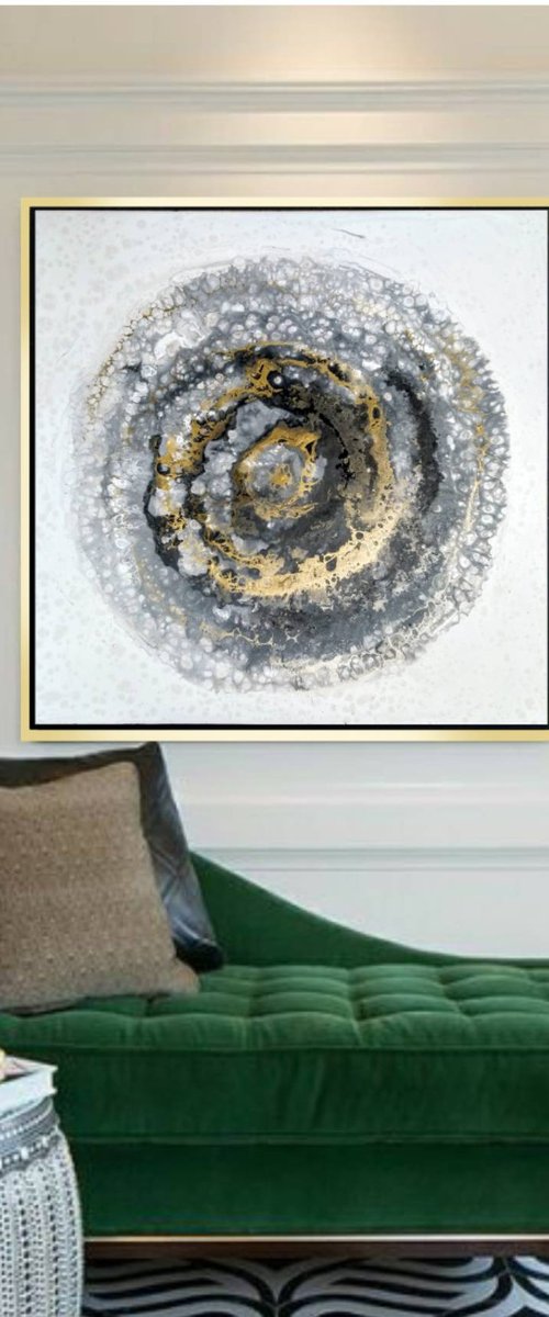 "Gold Ťornado" 91x91cm framed for Diane by Eleni Denart