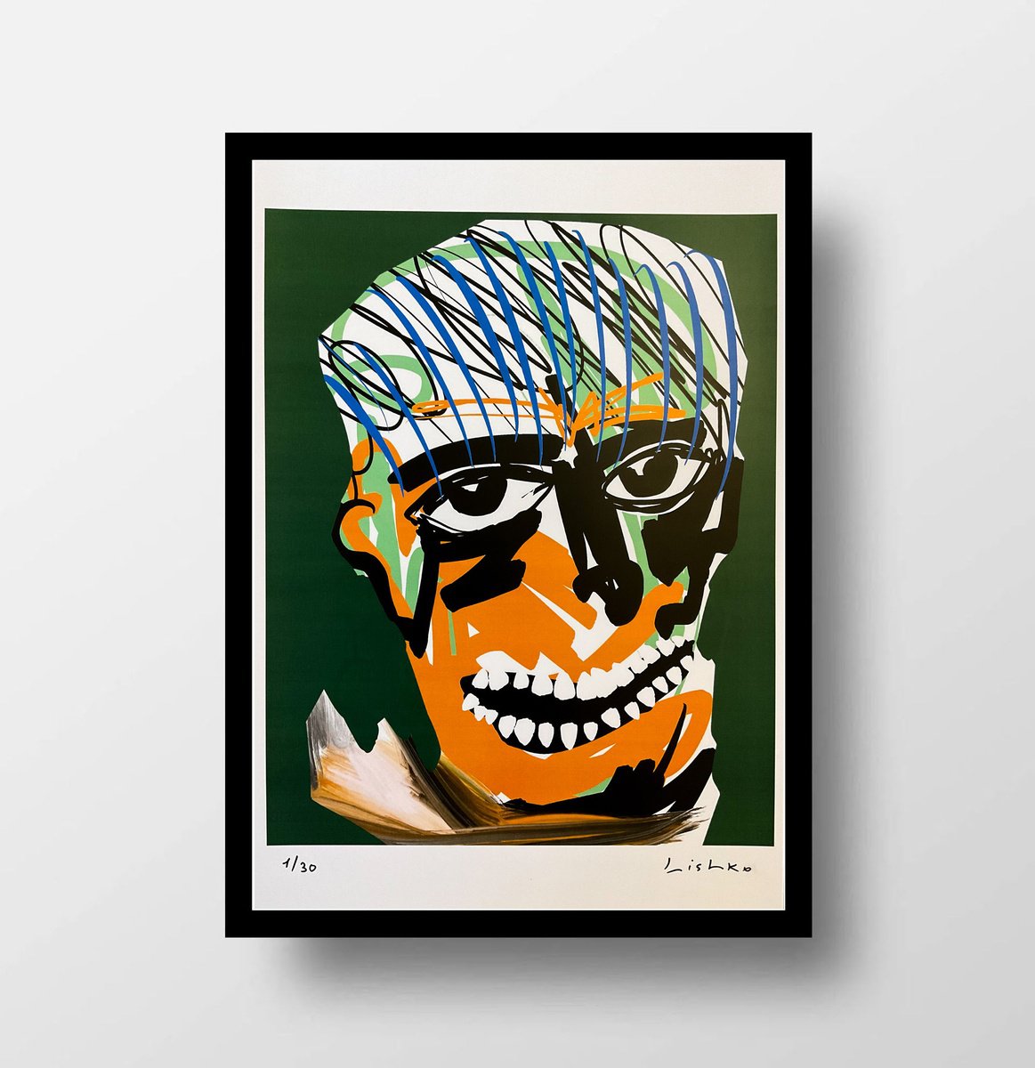 Expressive Portrait Giclee Print By V. Lishko, 8 X 12", Portrait, Original Artwork