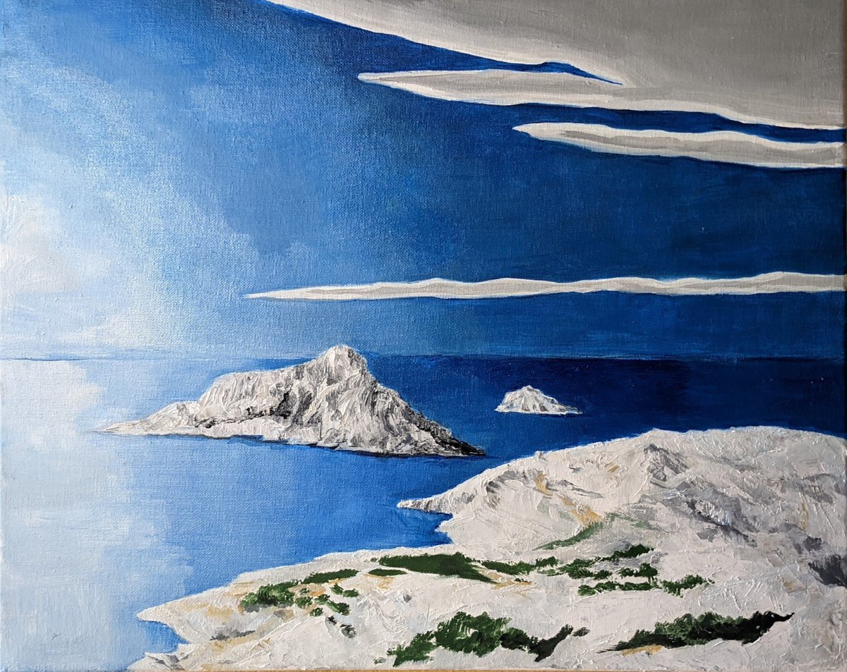 Naive Landscape Oil Painting By Chris Walker, 20 X 16, L