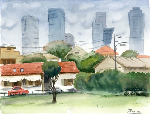 Tel-Aviv (plein air painting) by Olga Shefranov (Tchefranov)