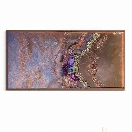 Rose Gold Copper Abstract Landscape Amethyst