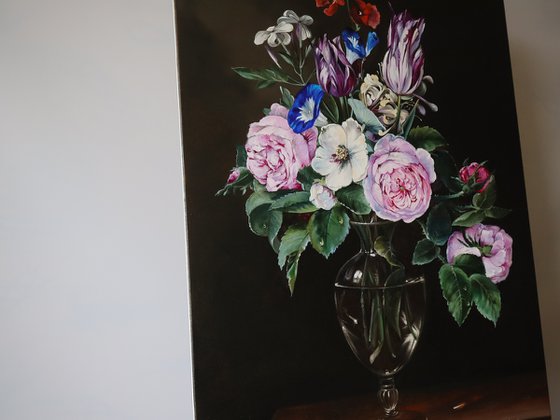 Vase of Flowers, Large Still Life Bouquet Flowers