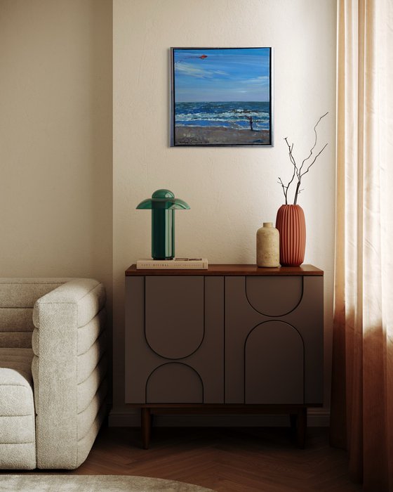 Triptych " Blåvand" Boy with a kite. .