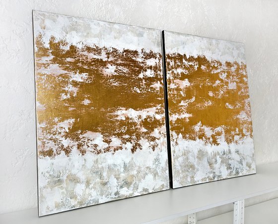 White and gold diptych