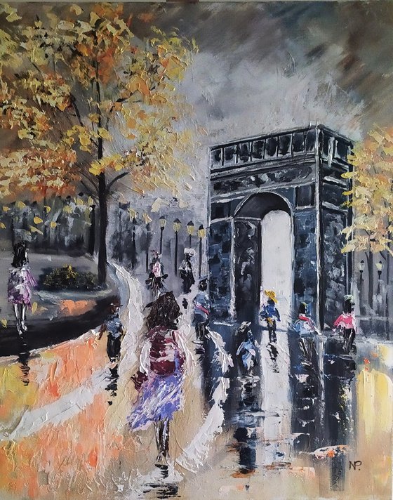 Paris, original abstract city oil painting, gift idea, bedroom painting