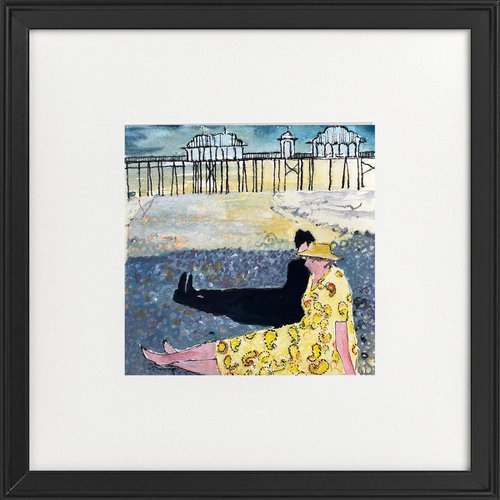 Grey day on the beach by the Pier Framed by Teresa Tanner