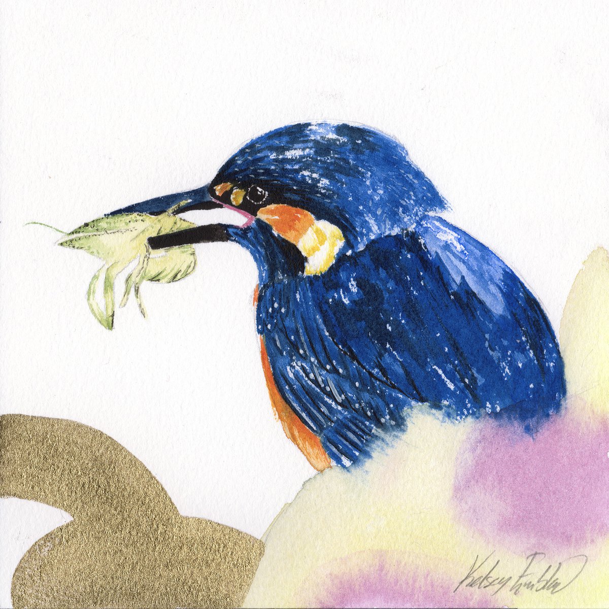 Kingfisher Watercolour by Kelsey Emblow