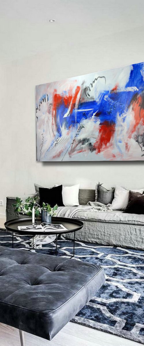 large abstract painting-xxl-200x100-large wall art canvas-cm-title-c750 by Sauro Bos