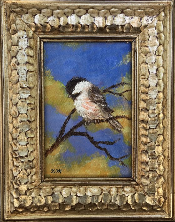 CHICKADEE # 49 - acrylic 6X4 inches (SOLD)