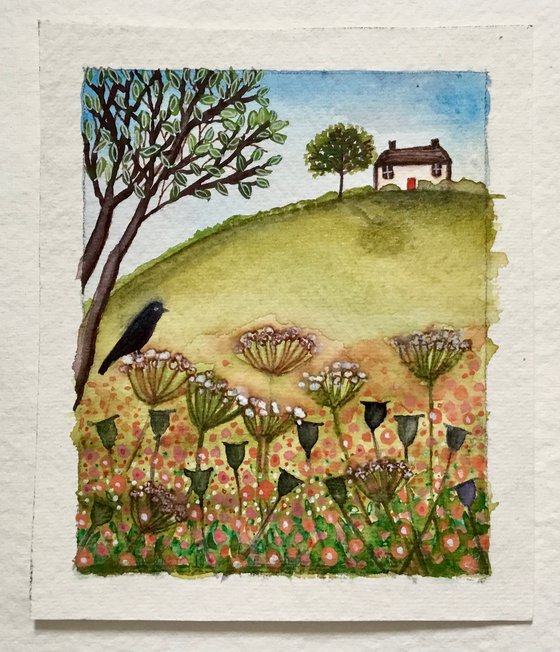 Field View, watercolour landscape painting