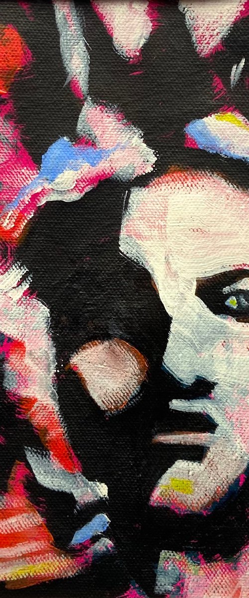 LAILA- small 20 x 20 cm acrylic painting, woman portrait, abstract portrait, christmas gift by Yulia Ani