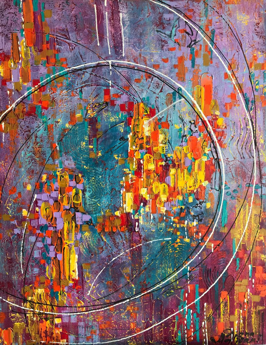 Abstract Oil Painting By Diana Malivani, 28 X 35, Upgrade, Original Artwork