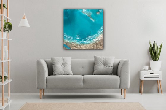 White Sand Beach - Aerial Ocean Painting