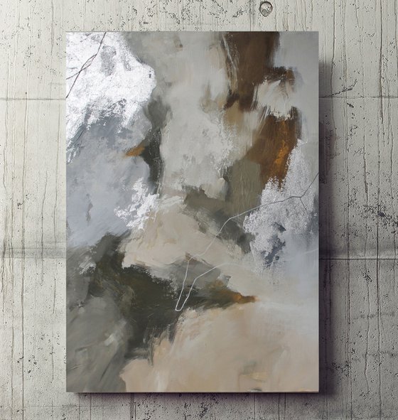 "Velor 2" Gray brown beige abstract art