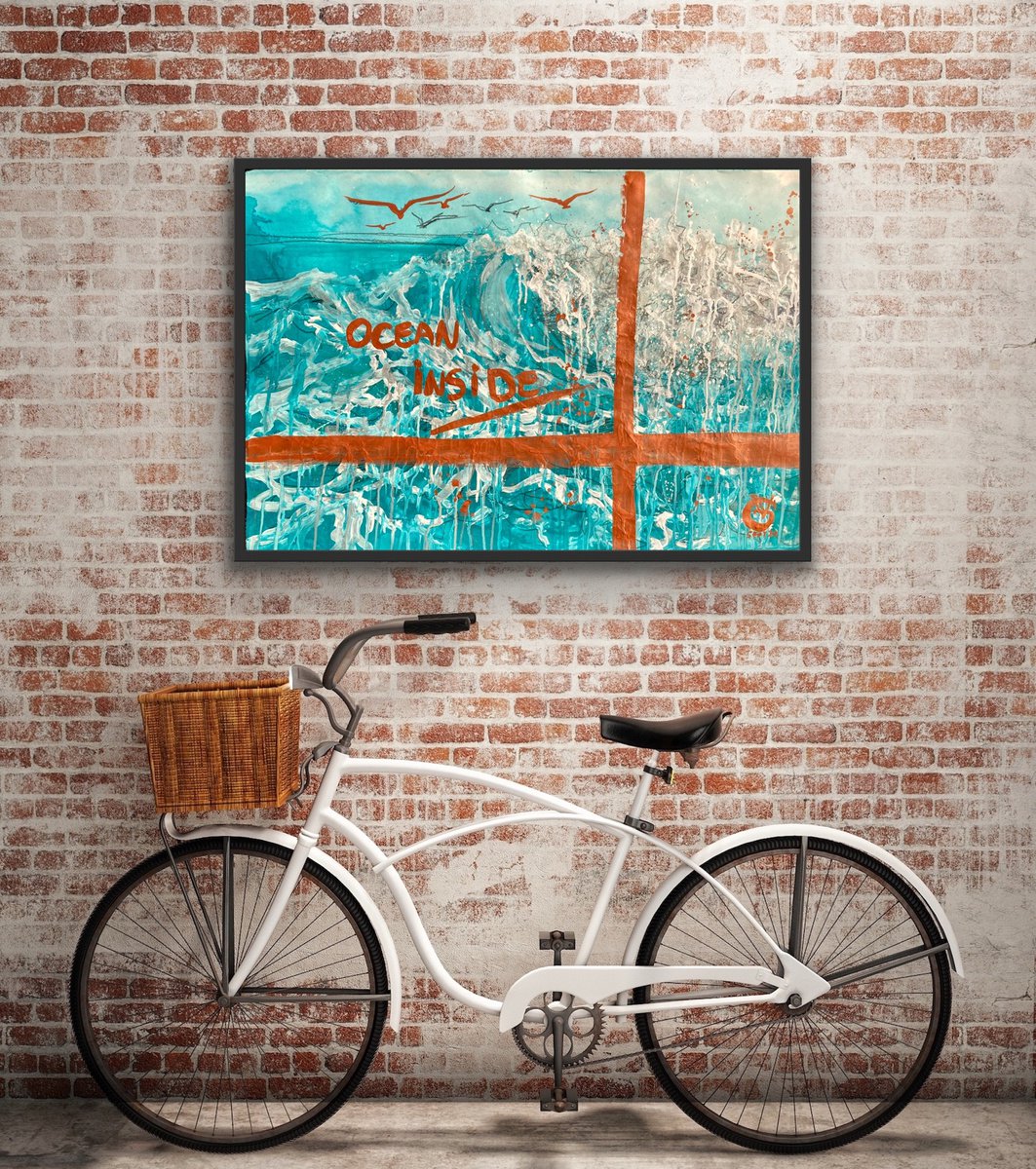 Expressive Landscape Painting By Valeria Golovenkina, 35 X 24", Ocean Inside, Original Artwork