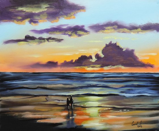 Together for the sunset oil on canvas
