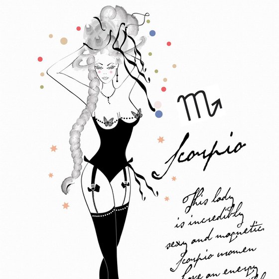 Scorpio - Scorpione - Astrology - Zodiac - AstroPinup - Pinup Girl - Erotic - Birthday - Gift