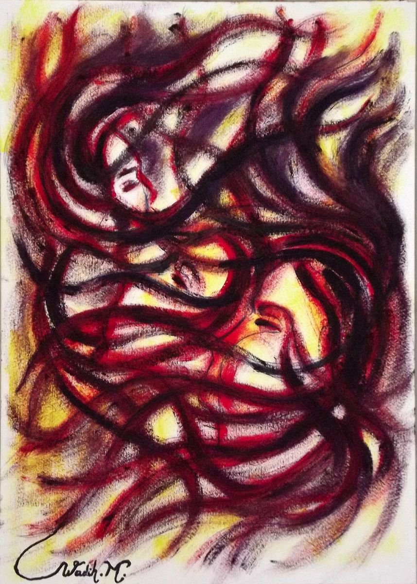 TAKEN BY THE WIND - Face combination - Illusionistic figures - 20.5x30cm by Wadih Maalouf