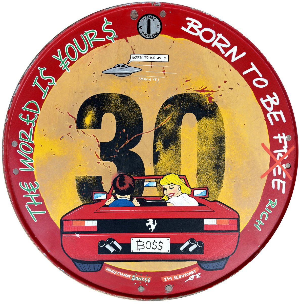 Urban And Pop Transport Painting By Segutoart, 19 X 19", Born To Be Rich, Original Artwork