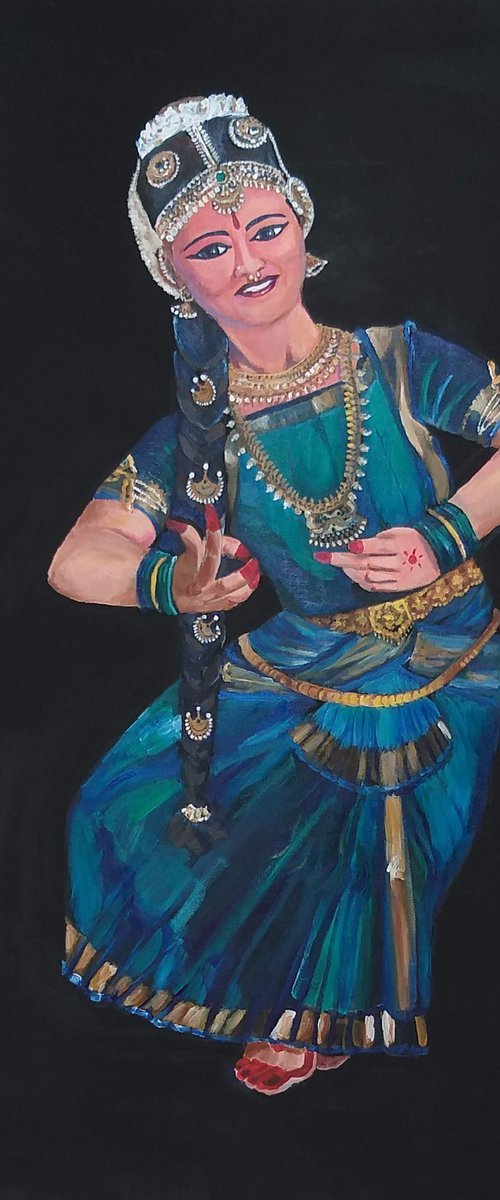 Bharatnatyam dance, India art by Geeta Yerra