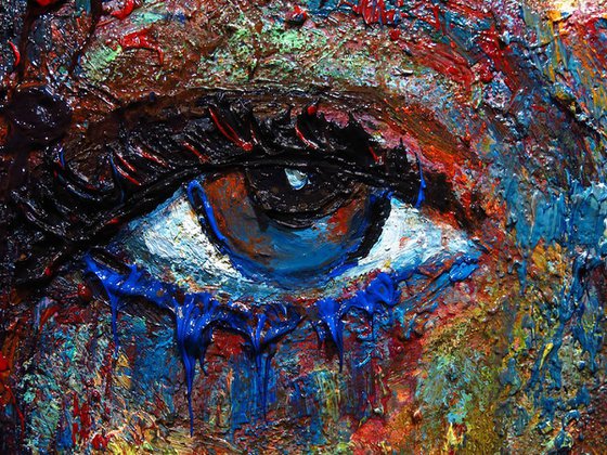 Original Oil Painting Abstract People Portrait Expressionism Eyes