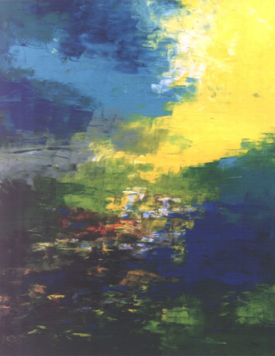 Abstract Landscape Oil Painting By Saroja Van Der Stegen, 30 X 38", Puerto - Spring (Ref#:416-30F), Original Artwork