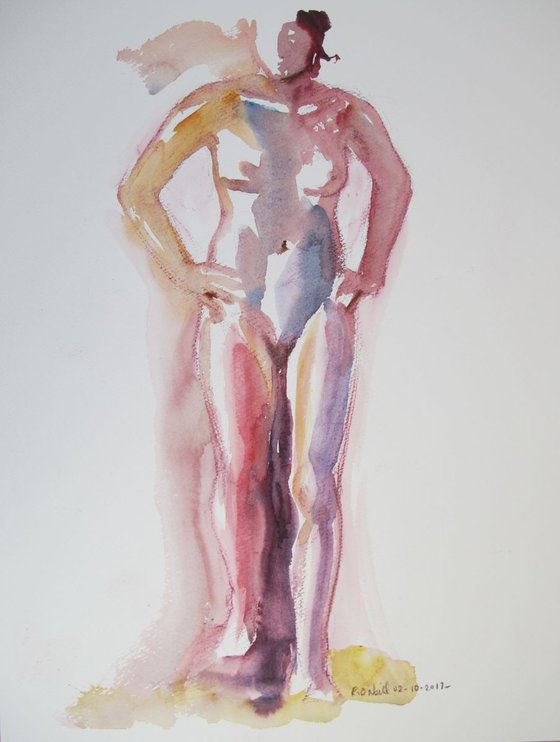 Standing female nude - Life drawing