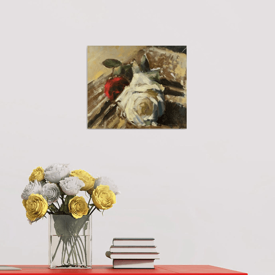 White and Red Roses