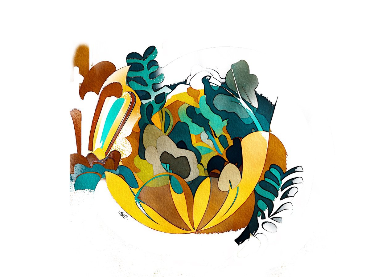 Abstract Botanical Giclee Print By Carla Sa Fernandes, 17 X 12, Bb4.S3, Original Artwork