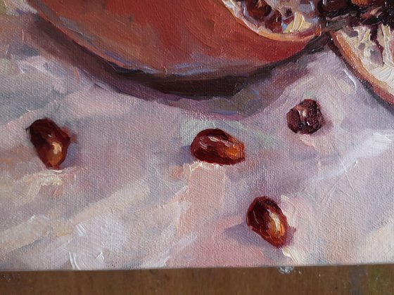 Pomegranates, original, one of a kind, oil on canvas painting