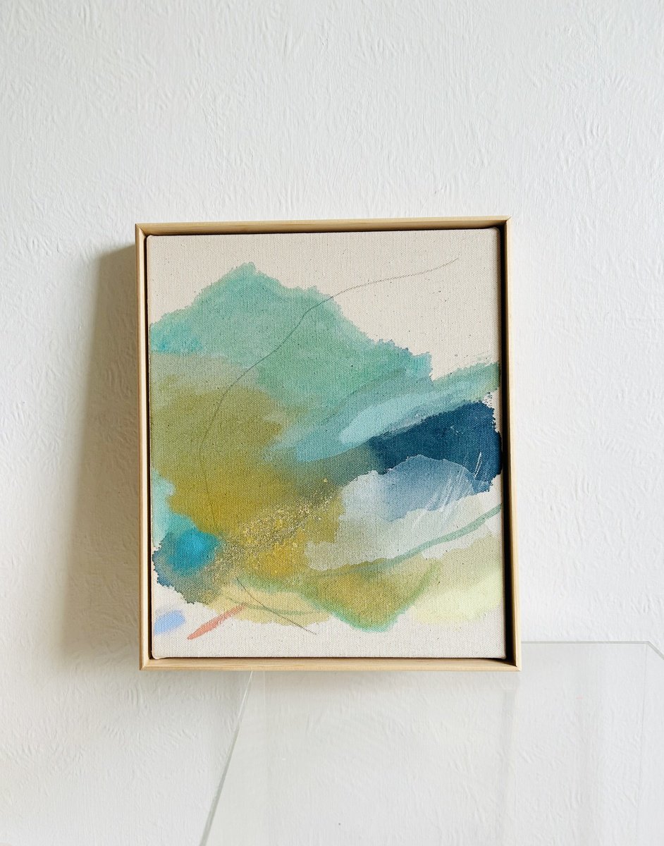 Organic Abstract Acrylic Painting By Ryoko Minamitani, 12 X 10", Spirits In The Forest 3, Original Artwork