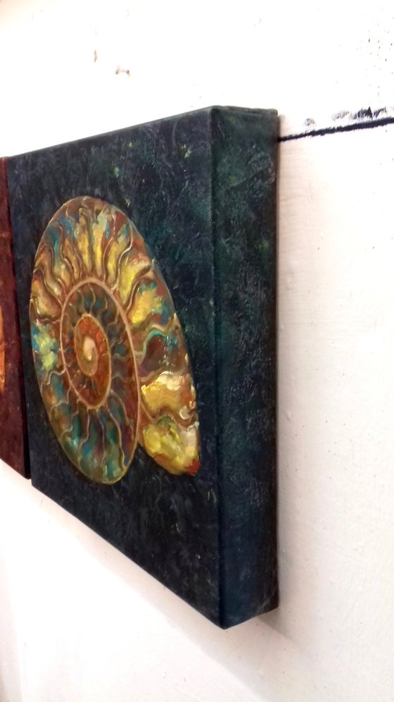 Gold and Green Ammonites