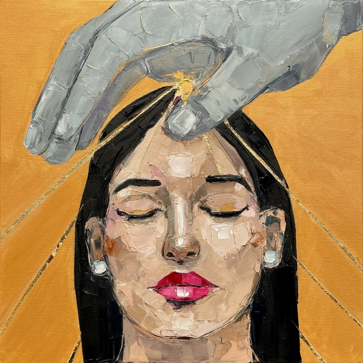 Expressive Oil Painting , A Moment Before Knowing By Lina Redford, 20 X 20, Artwork For Sale On Artfinder